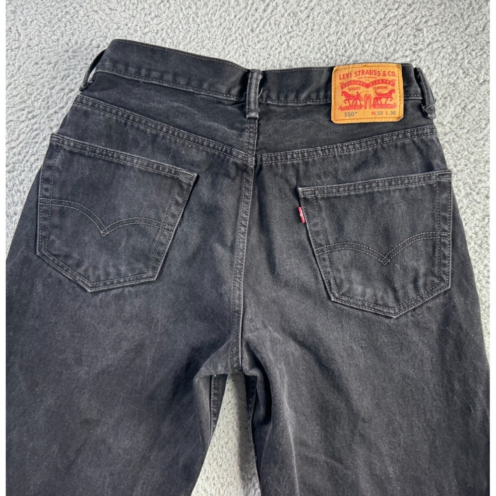 Levis Jeans Mens 33x36 (Fits 31x34) Black Denim 550 Relaxed Fit Tapered Dad Long